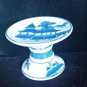 Oriental Blue & White Porcelain Candle Stand